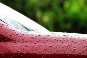 Rain Drops On The Car's Windshield