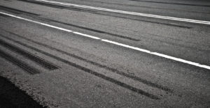 Different Lengths of Braking Tracks On The Highway