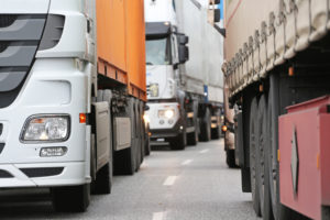 commercial trucks in truck lanes